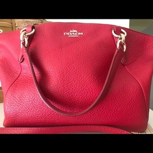 Coach Kelsey in bright red pebbled leather